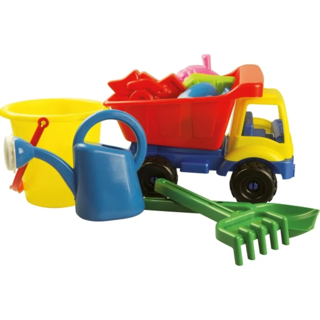 WADER Kipper "Mirage" mit Eimergarnitur Blume 8-tlg Kinder Sand Spielzeug Auto 