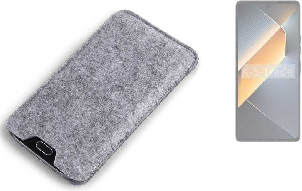 K-S-Trade Filz Handyhülle kompatibel mit Tecno Pova 6 Schutzhülle Filztasche Filz Tasche Case Sleeve Handy Hülle Filzhülle grau