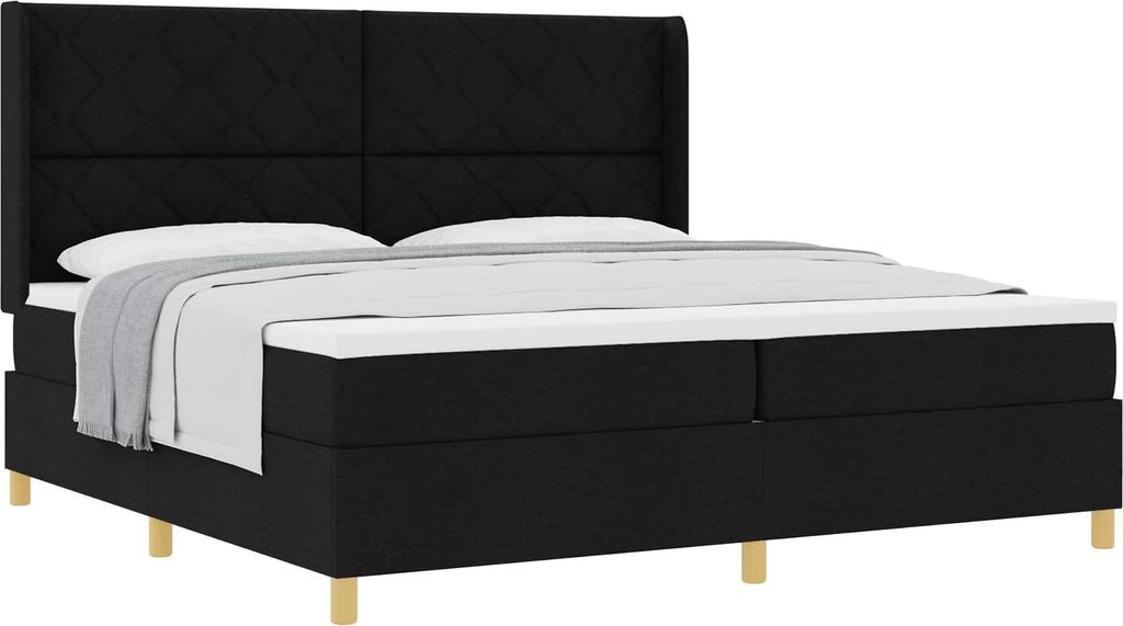 Boxspringbett mit Matratze Schwarz 200 x 200 cm Stoff