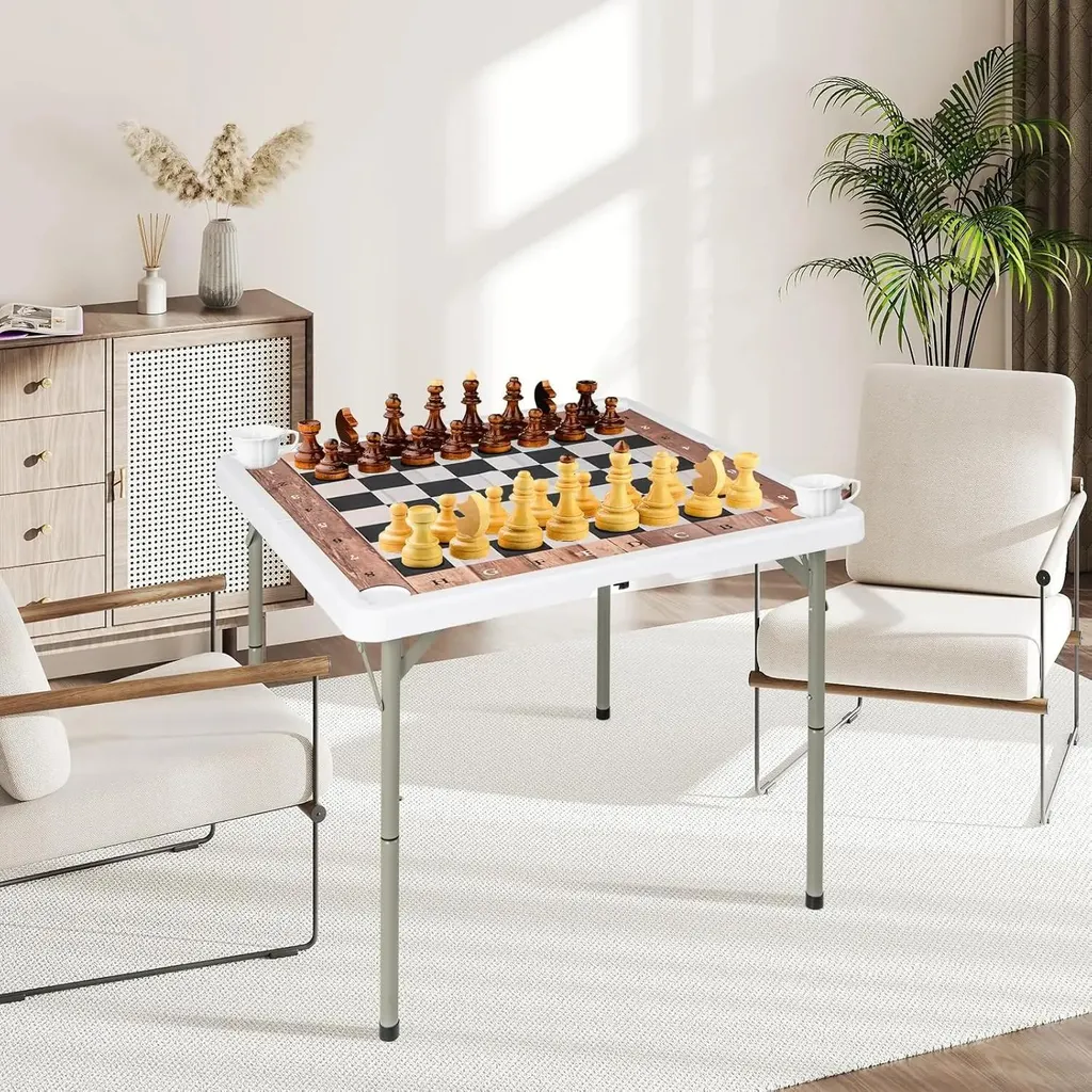 Table de jeu stable et compacte pour éviter les verres renversés 90x90