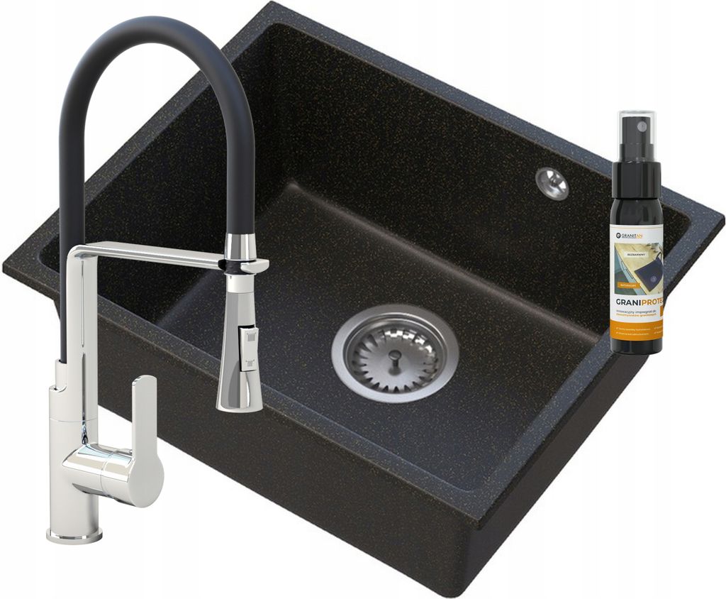 Manado Gold Unterbaubecken Chrom + Vegas Wasserhahn
