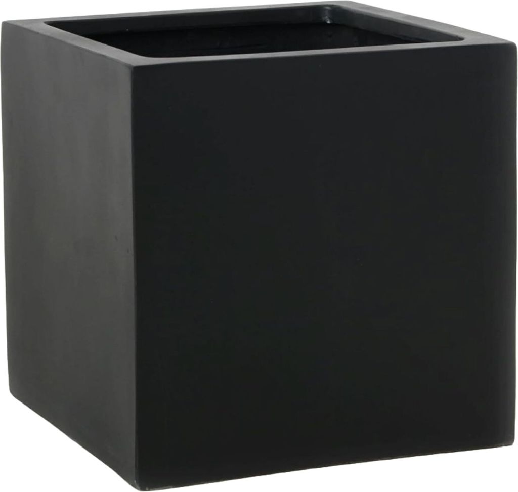 VIVANNO Pflanzkübel Fiberglas BLOCK Würfel, Anthrazit matt - 30x30x30 cm