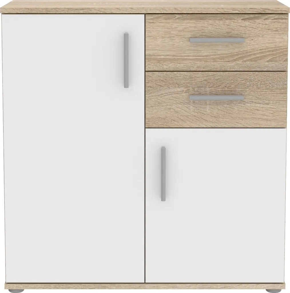 Petit meuble de rangement IKOLI chêne Sonoma 2 portes et 2 tiroirs HT