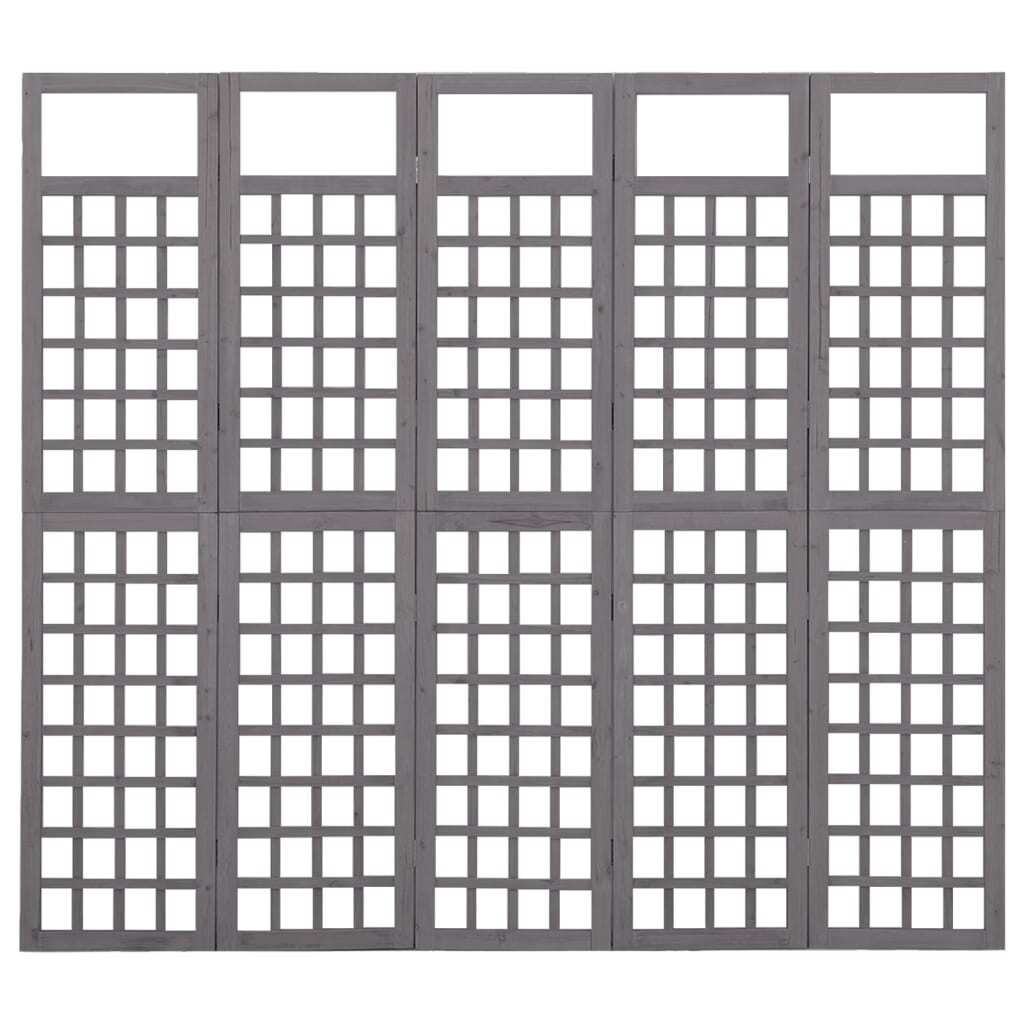 vidaXL Treillis/paravent 5 pièces bois massif sapin gris Image du produit 