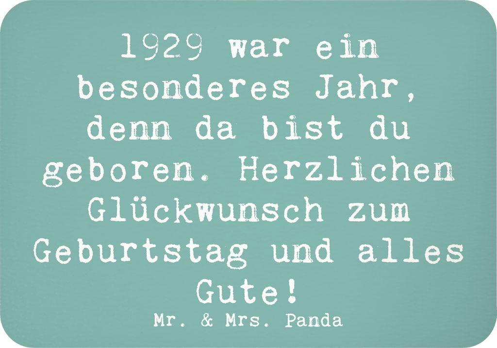 Mr. & Mrs. Panda Magnet Spruch 1929 Geburtstag - Meeresbrise - Geschenk, Happy Birthday, Geburtsjahr Feier, Geburtstagsgeschenk, Herzlichen Glückw...