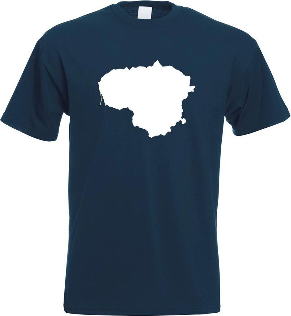 Kiwistar - T-Shirt - Navy - Litauen Umriss Kontur Herren Funshirt Bedruckt Design Sprüche Spruch Motive - mit Motiv Bedruckt - Funshirt Design - S...