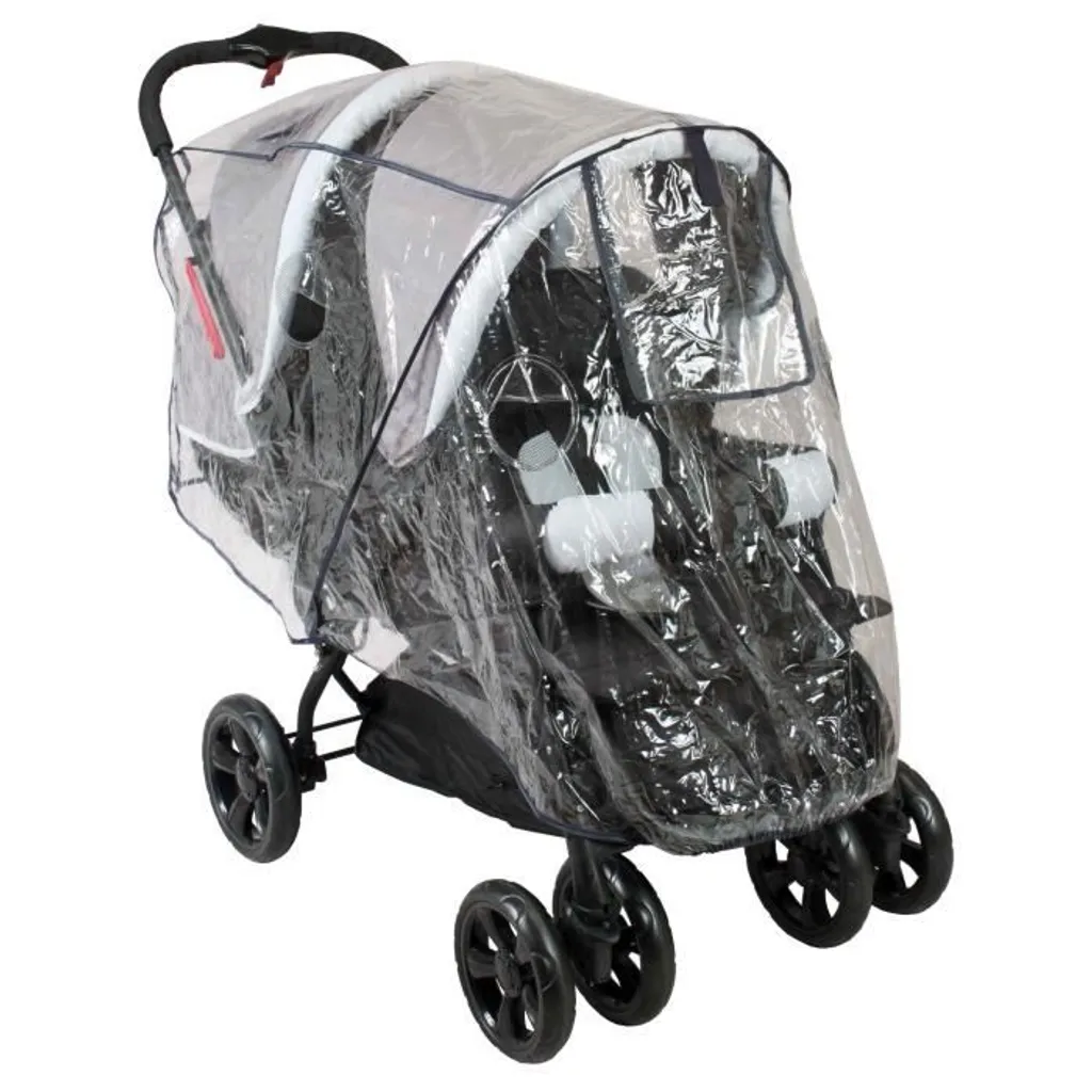 Habillage pluie universel pour poussette double avec capote protection