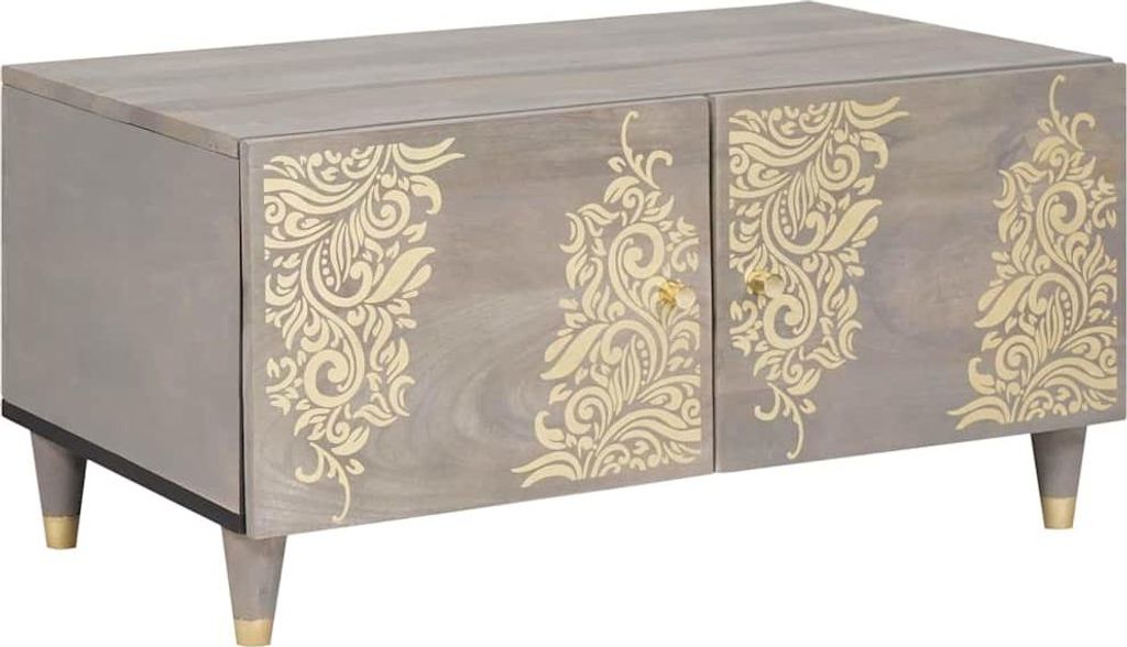 Couchtisch Grau 80 x 50 x 40 cm Massivholz Mango