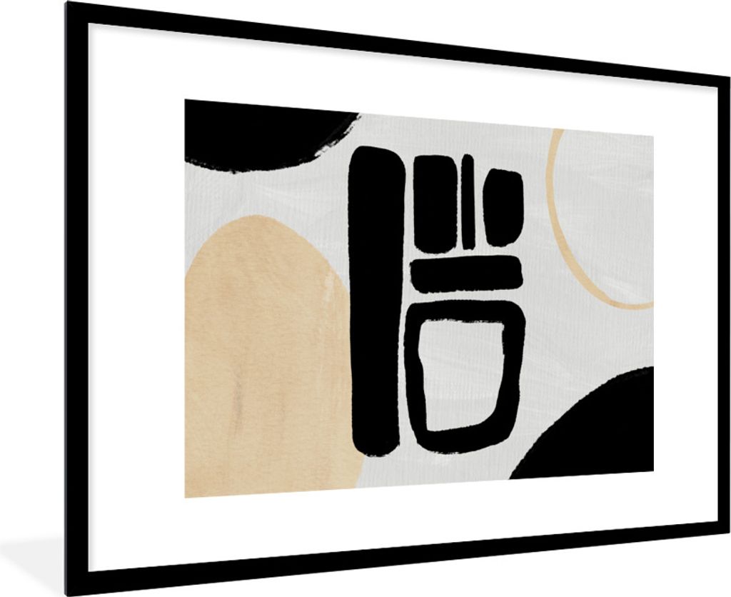 MuchoWow Gerahmtes Poster Kreis - Schwarz - Abstrakt 90x60 cm - Poster mit Schwarzem Bilderrahmen Wandposter Rahmen Foto Bilder - Wanddekoration ...