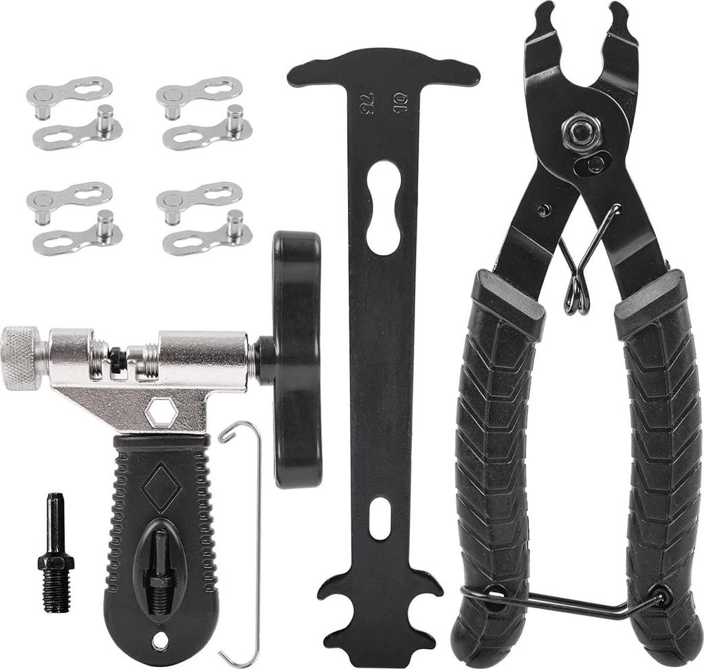 Fahrrad Kettennieter & Kettenschloss-Zange Set – Multitool mit Messlehre, Mini-Werkzeug für Schnellverschluss & Reparatur