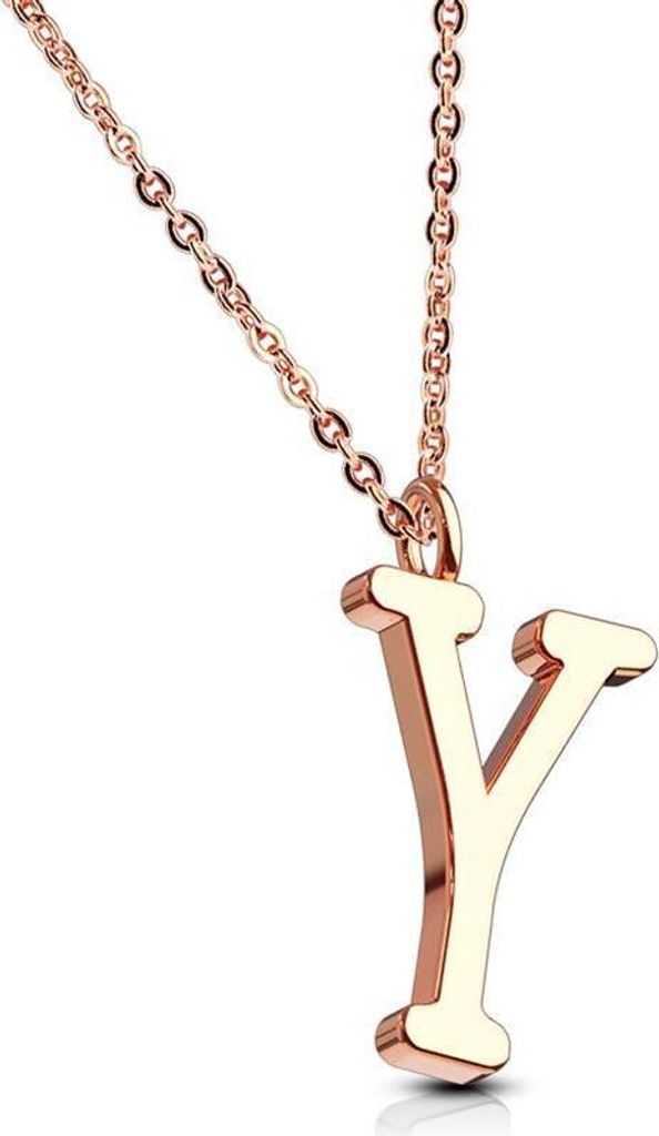 Y - Kette Buchstaben Anhänger Rosegold aus Edelstahl Damen Y
