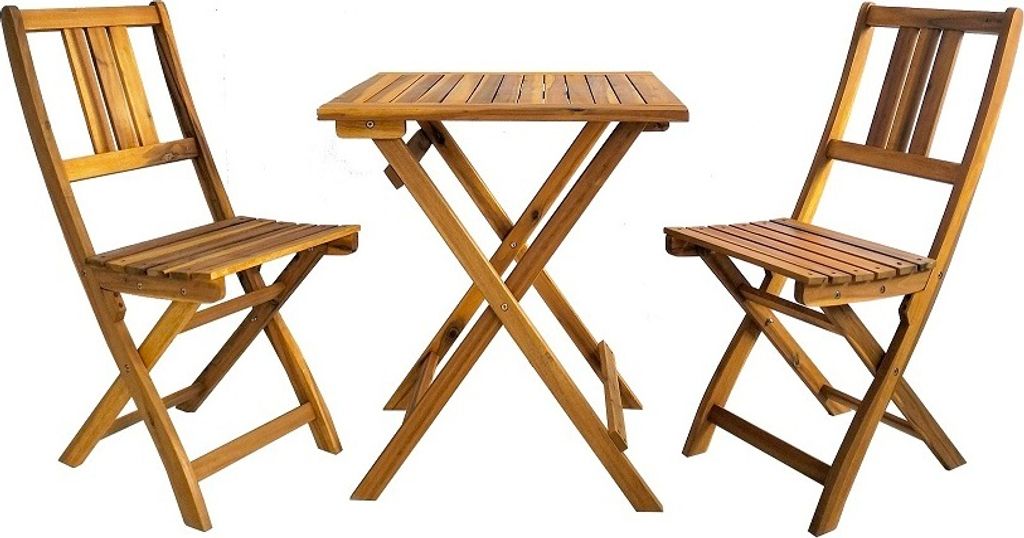 Bistro Set Gartenmöbel 3tlg. klappbar aus Akazienholz Produktbild 