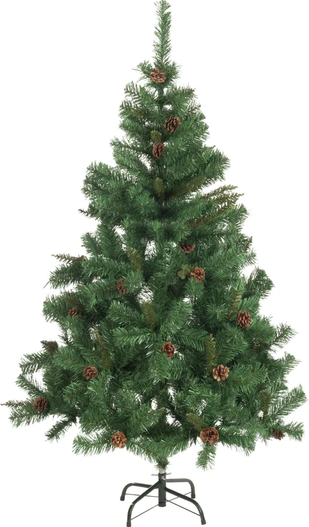 Grand sapin 210 cm 980 pointes décoré de pommes de pin pour le salon