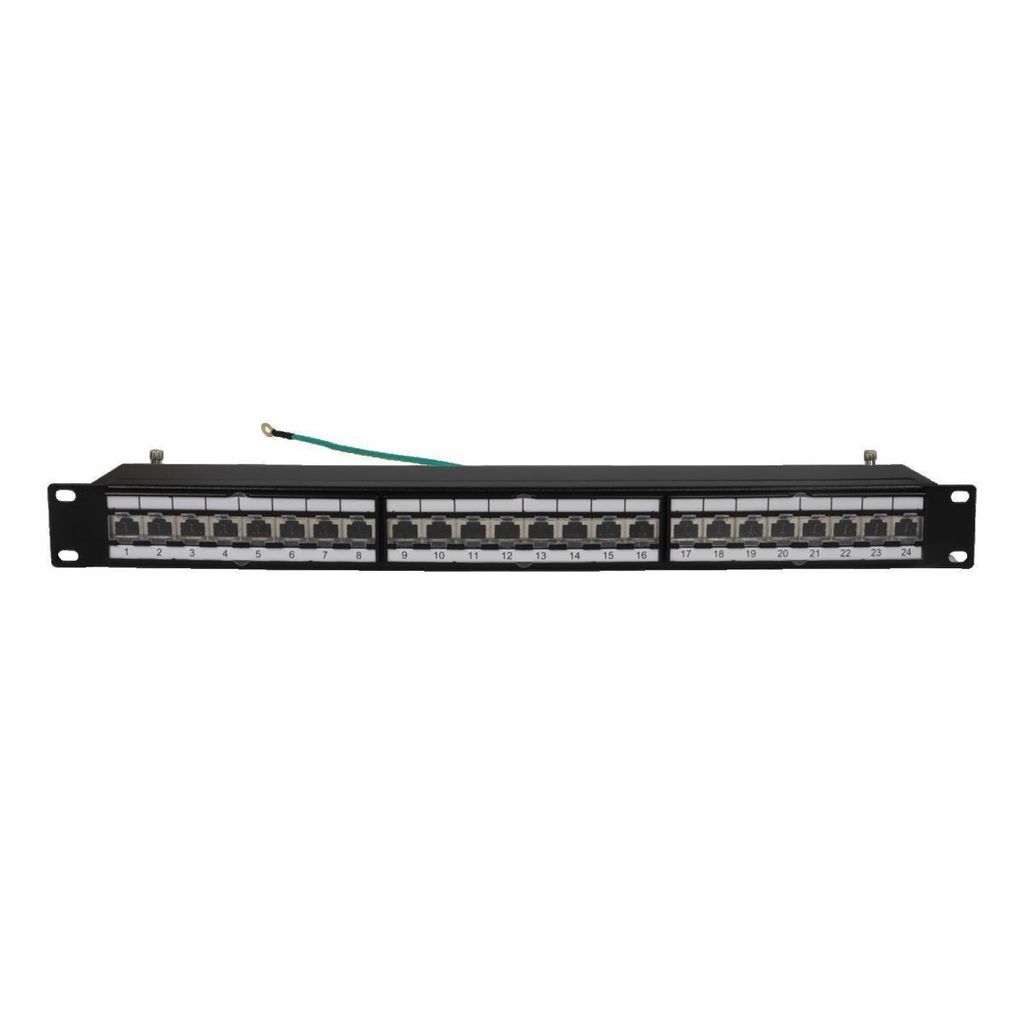 19" Patchpanel 1HE, 24xRJ45 CAT6A FTP, geschirmt, schwarz