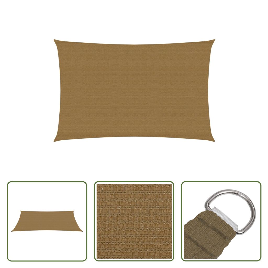The Living Store Sonnensegel 160 g/m² Taupe 2x4 m HDPE