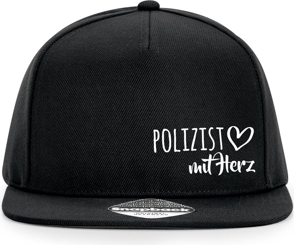 Huuraa Cappy Mütze Polizist mit Herz Black Polyester Snapback Kappe Geschenkidee