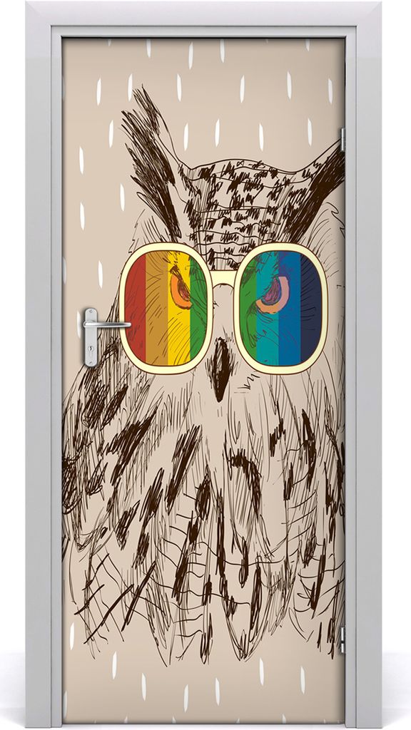 Tulup Türaufkleber 85x205 cm Dekorative Aufkleber Selbstklebend Wasserdichte Tapete Abnehmbar Schlafzimmer Wohnzimmer Wohnkultur - Eulen Gläser