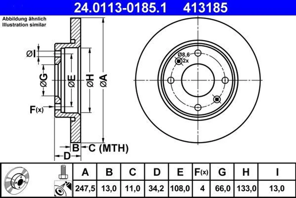 Disque de frein de remplacement pour Peugeot 306 et Citroën Xsara