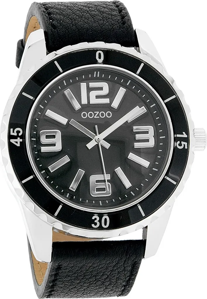 Montre Oozoo noire Vintage design rétro chic avec cadran épuré