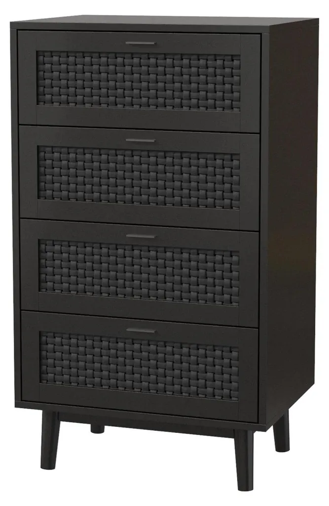 Commode pour chambre adulte, meuble de rangement noir gain de place