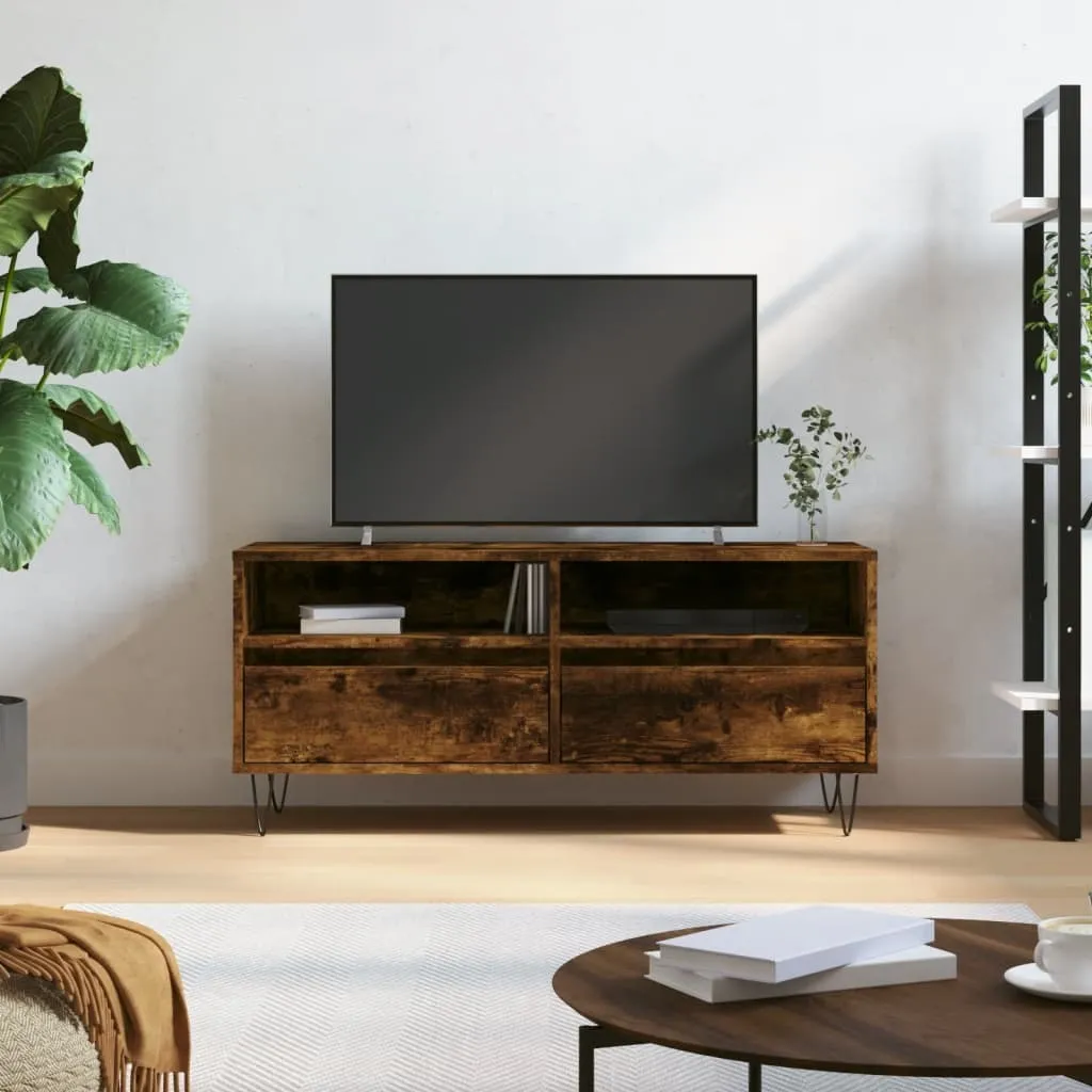 The Living Store Mobile TV in rovere fumé 100x34,5x44,5 cm Materiale in legno