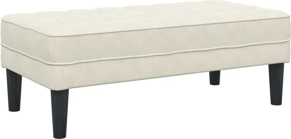 Banc Coffre de Rangement en Velours Crème Style Contemporain 113cm