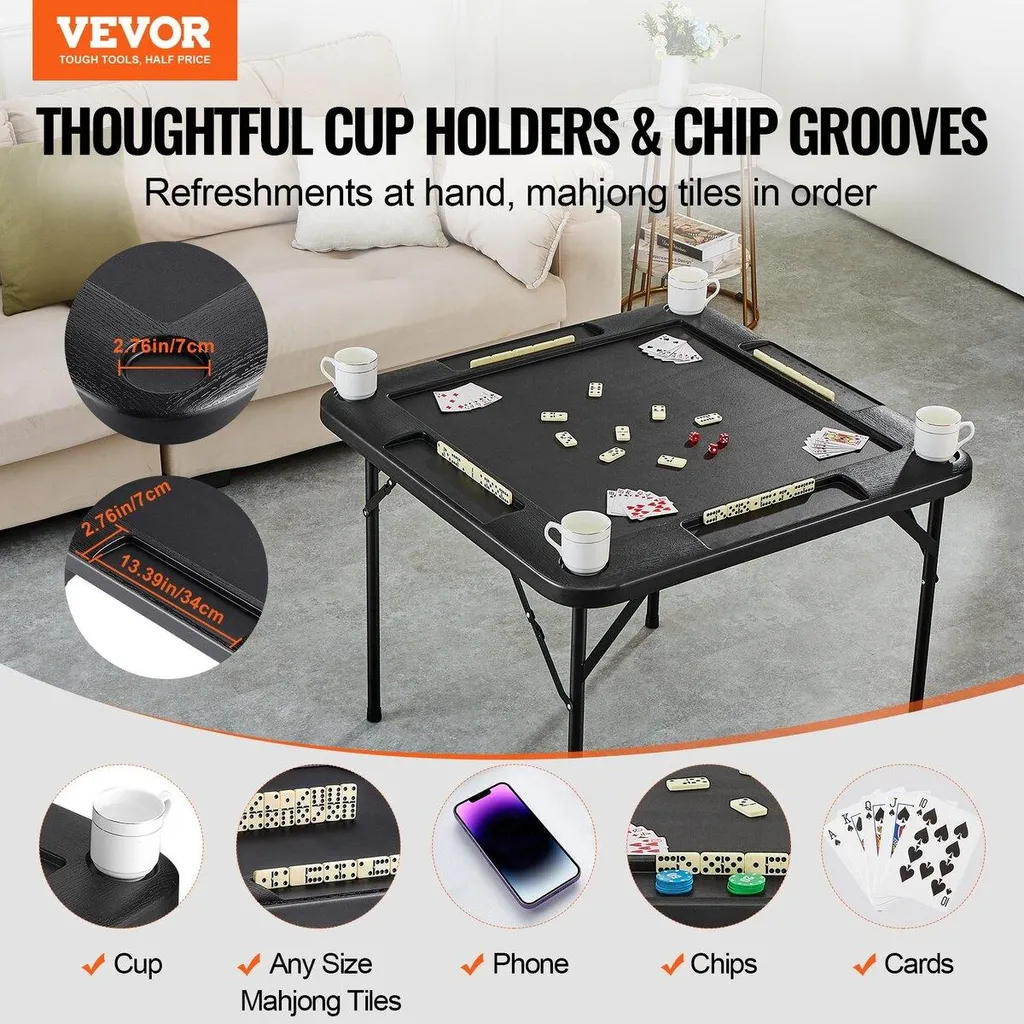 Table de domino portable avec porte-gobelets et jetons - 2