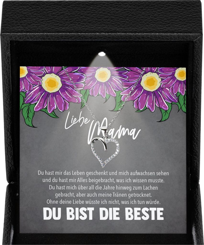 22Feels Mama Geschenk Frauen Schmuck - Silber 925/000 Herz Halskette Damen - Muttertag Geburtstag Weihnachten Idee von Tochter Sohn an Mutter Elter...