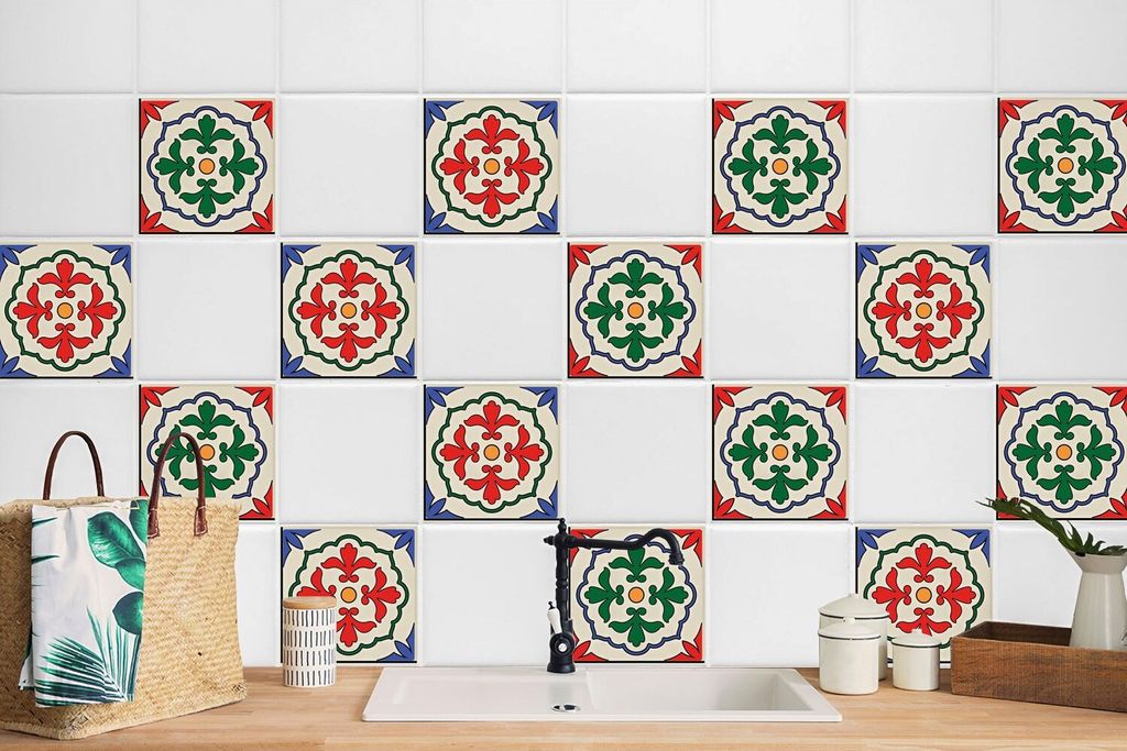 24 Stück Magic Stick Sticker Wandaufkleber Bad Küche Selbstklebende Bad Deko Mosaik- 10 x 10 cm