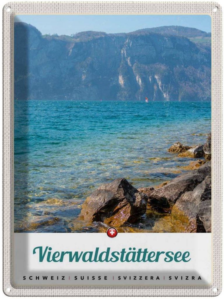 vianmo Blechschild 40x30 cm Vierwaldstättersee See Schweiz Natur Bildmotiv Reisemotiv Abenteuer Reisen Europa Urlaub