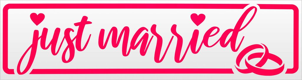 Kiwistar Just Married Ringe Hochzeit Magnetschild Schild magnetisch - 30cm Neonpink - Magnetfolie für Auto PKW Kfz