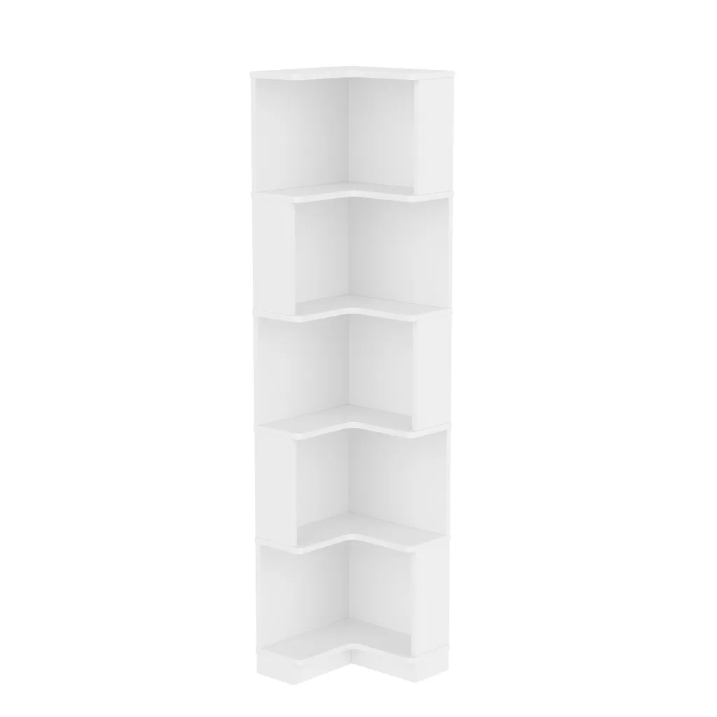 Étagère d'angle blanche à LED, meuble de rangement vertical avec 5 compartiments - 7