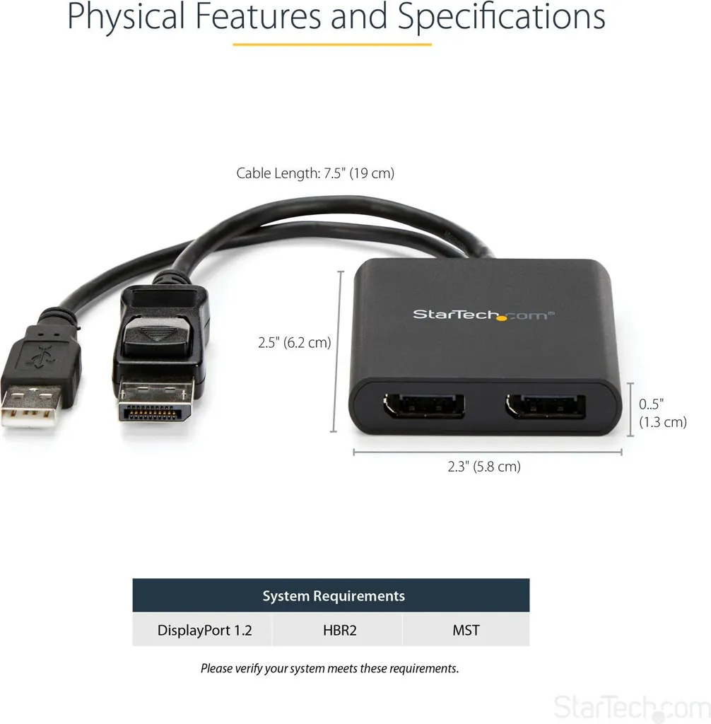Hub MST DisplayPort 1.2 StarTech MSTMDP122DP double écran 4K PC Windows - 12