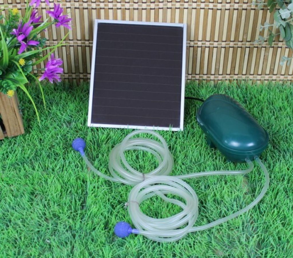 Wehmann Solar Power Doppel Belüfterpumpe 200 l/h Teichbelüfter für Tag und Nacht