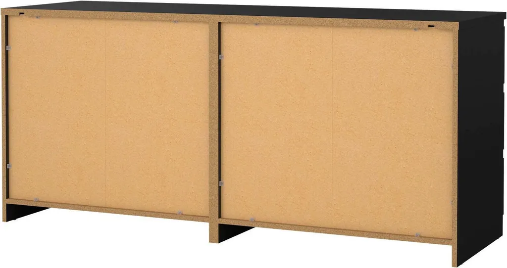 Commode Noire 154cm Aci avec 6 Tiroirs Spacieux - Structure Robuste 70h