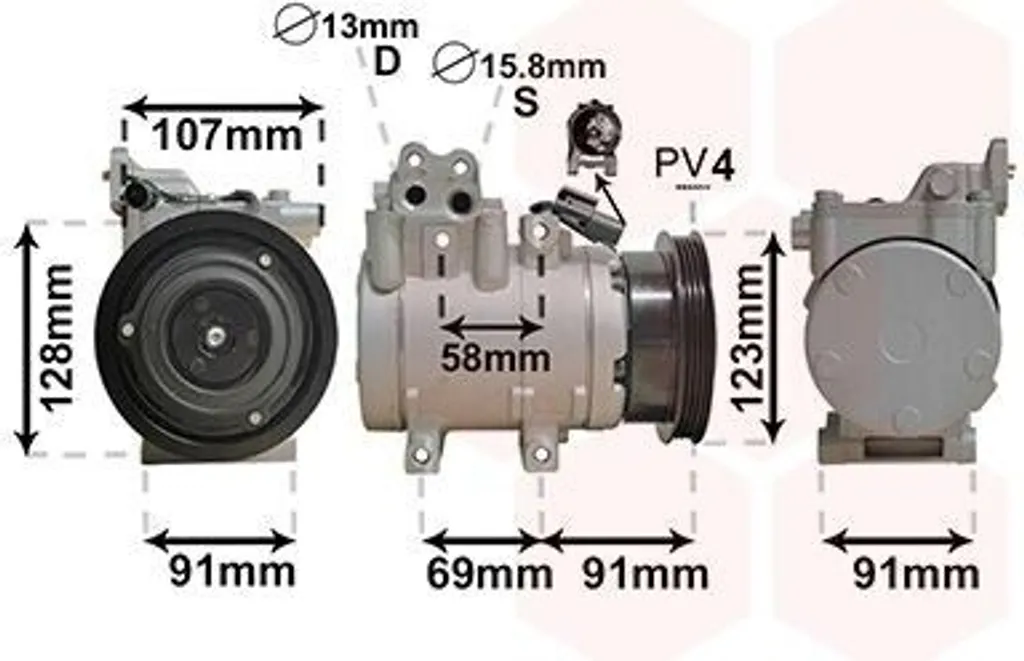 Compresseur de climatisation VAN WEZEL 8200K161 pour HYUNDAI TUCSON JM