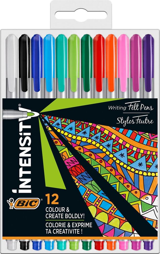 BIC Fineliner Pastell Set - 12 Farben - Intensity Filzstifte kreativ