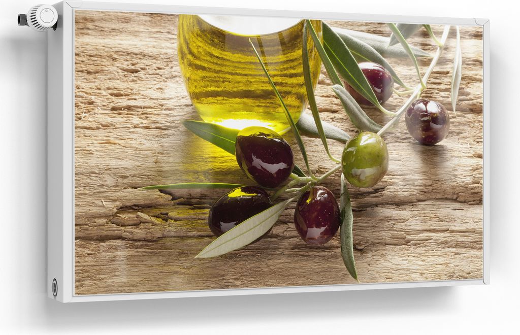 DEQORI Magnetmatte Heizung Standard 100x60 cm 'Olivenzweig und Öl' Magnetfolie