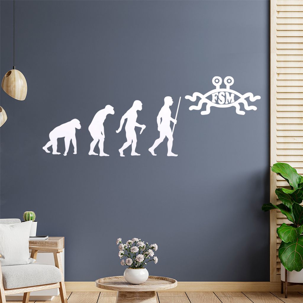 FSM Religion Evolution Wandtattoo Wandaufkleber Wall Sticker - Dekoration, Küche, Wohnzimmer, Schlafzimmer, Badezimmer