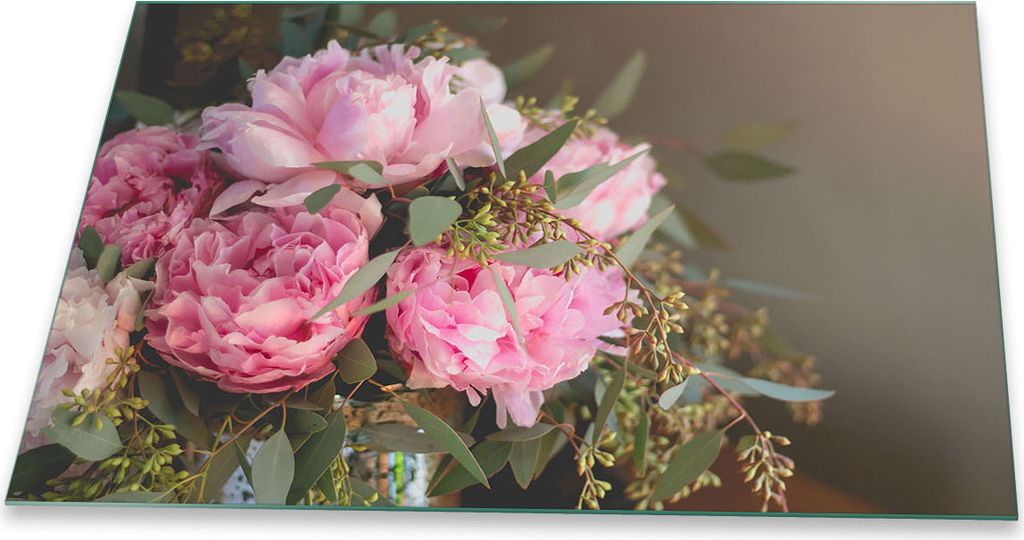 Herdabdeckplatte Glaskeramik 1 Teilig 80x52 Blumen Pink Abdeckung Glas Spritzschutz