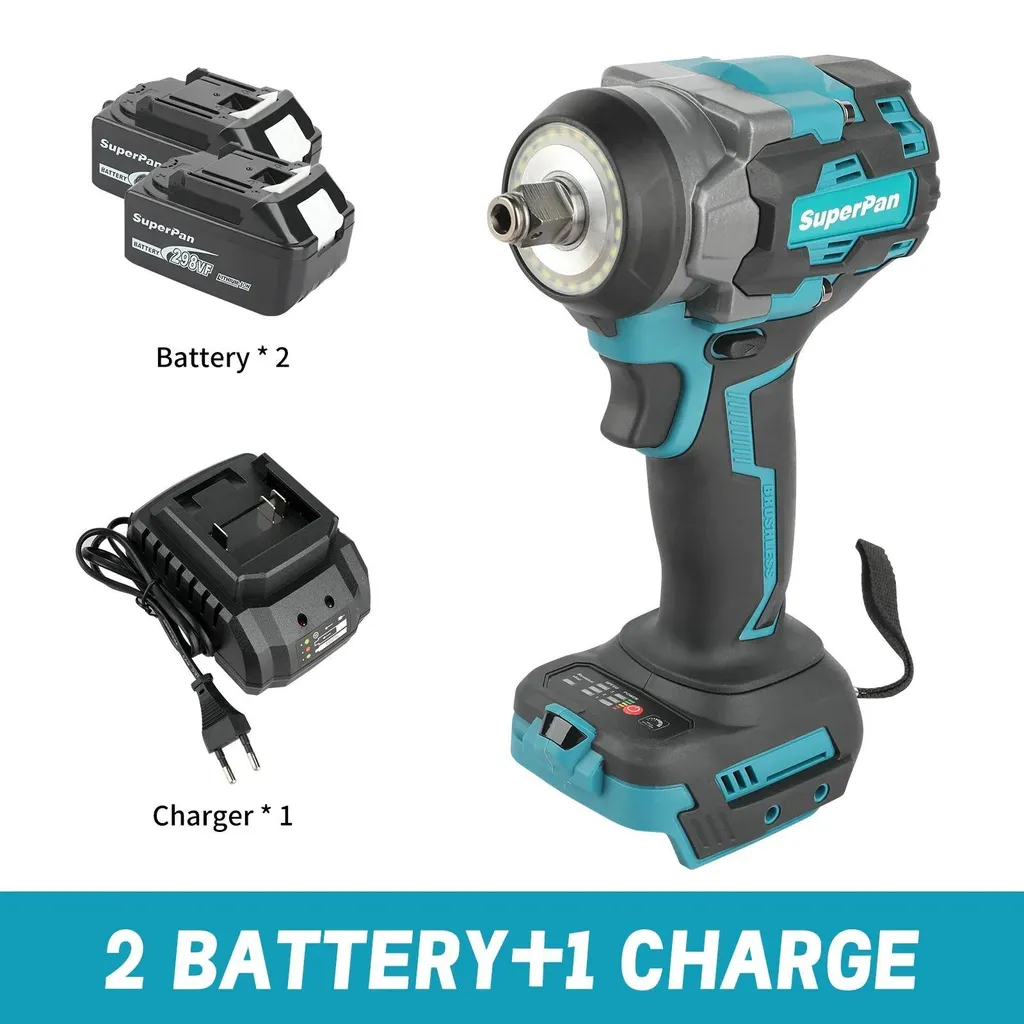 Clé dynamométrique sans balais pour entretien auto, 2 batteries type UE