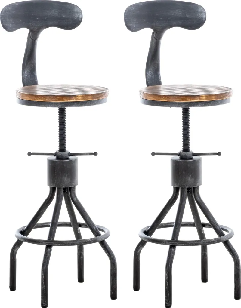 Lot 2 Tabourets de Bar Hanam Argent Antique : Siège Robuste et Stable
