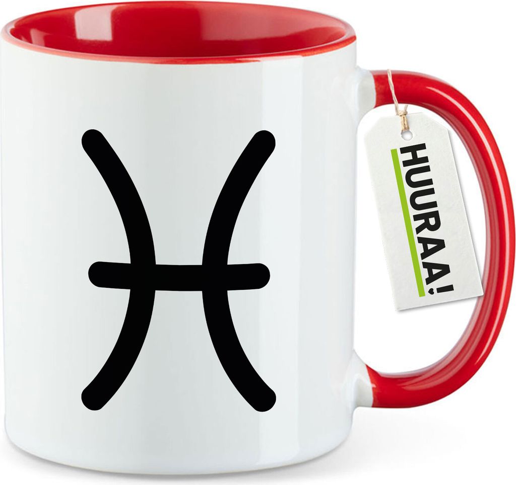 Huuraa Kaffeetasse Fische Sternzeichen Zeichen 330ml Rot Keramik Kaffeebecher Geschenkidee