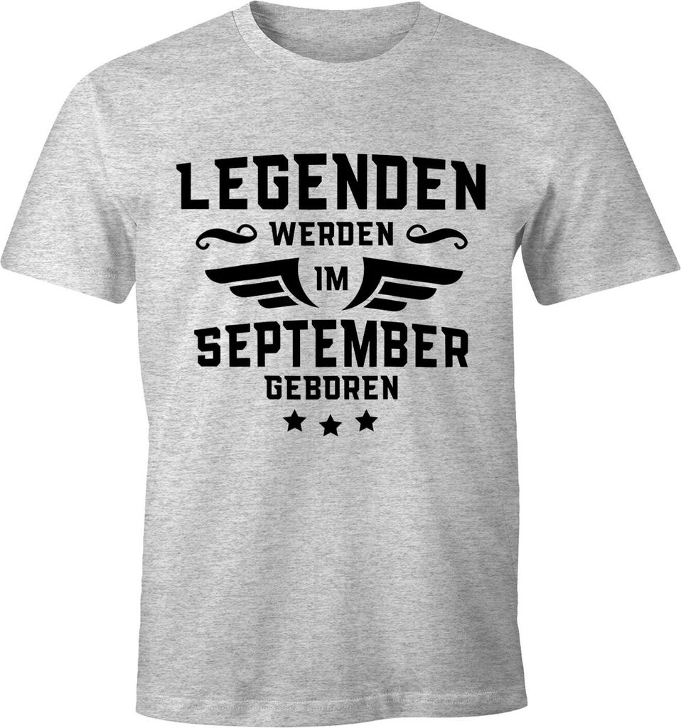 Legenden werden im Monat geboren Herren T-Shirt Geburtstag Birthday Legends are born Moonworks September grau-meliert L
