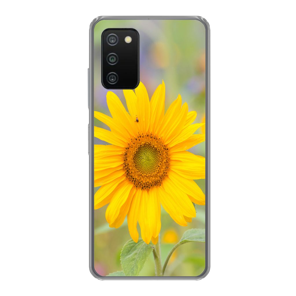 MuchoWow Handyhülle Schutzhülle Hülle für Samsung Galaxy A03s Blumen - Sonnenblume - Gelb Silikon Softcase Handy Hülle - Schutz