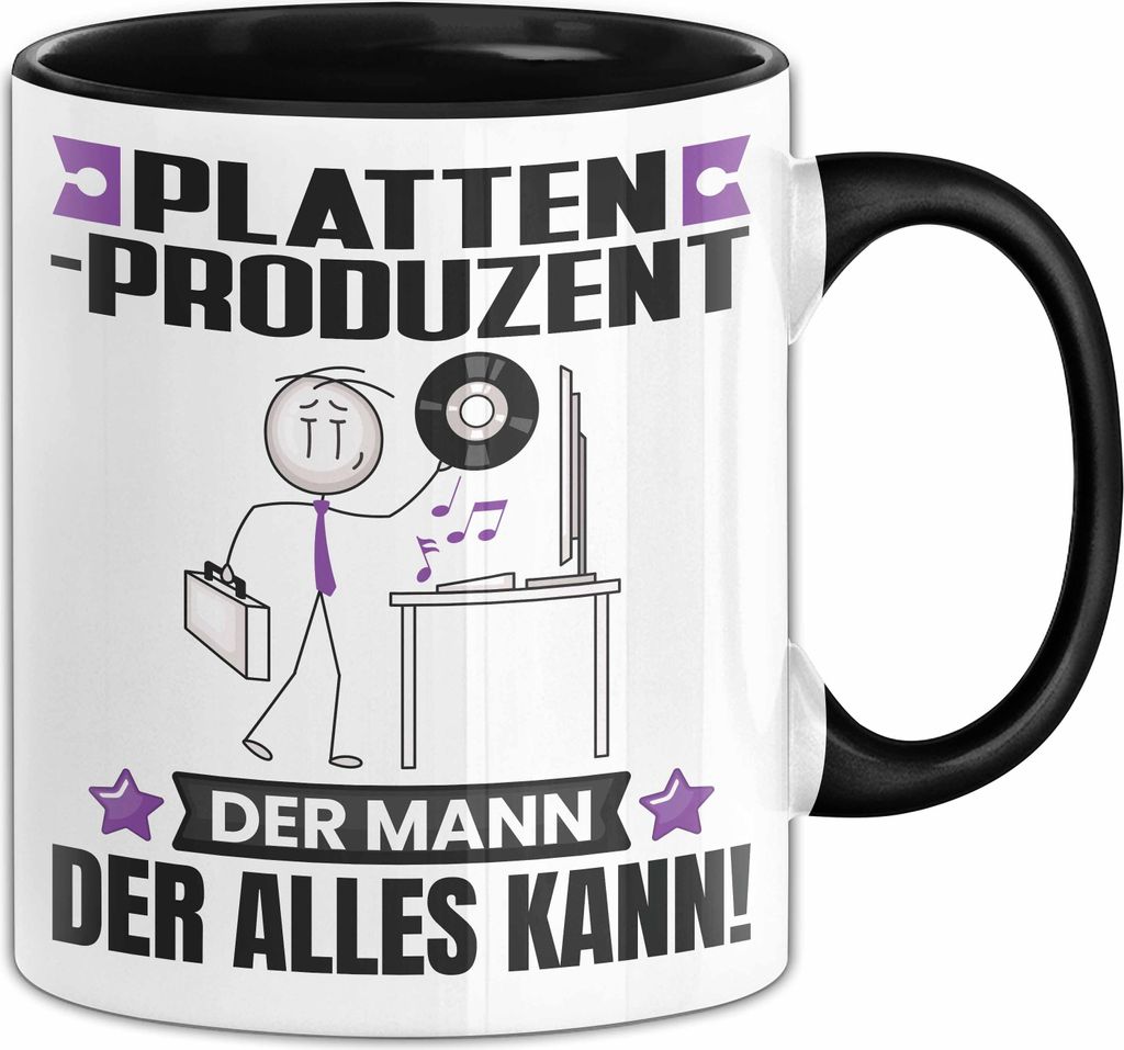 Plattenproduzent Tasse Geschenk für Plattenproduzent Der Mann Der Alles Kann Geschenkidee zum Geburtstag (Schwarz)