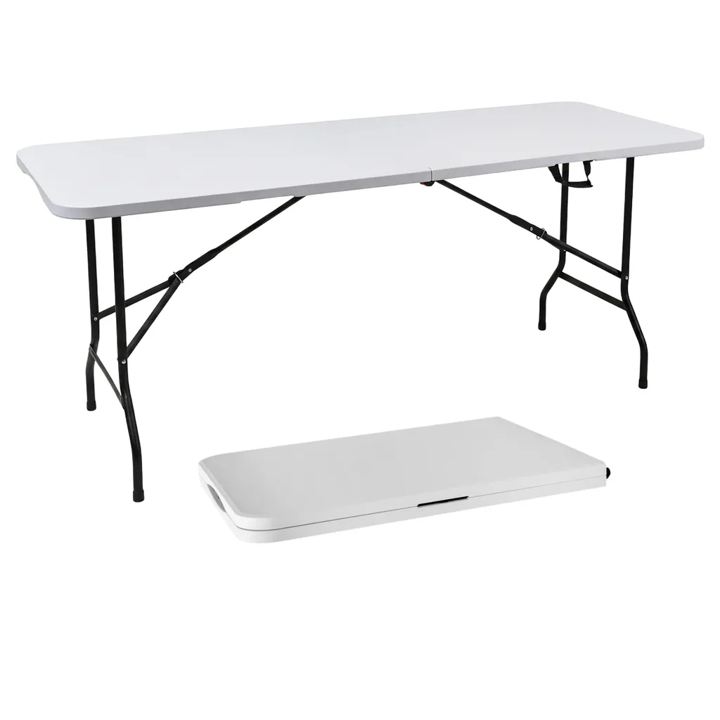 Table de camping pliante résistante aux UV et intempéries - Acier blanc