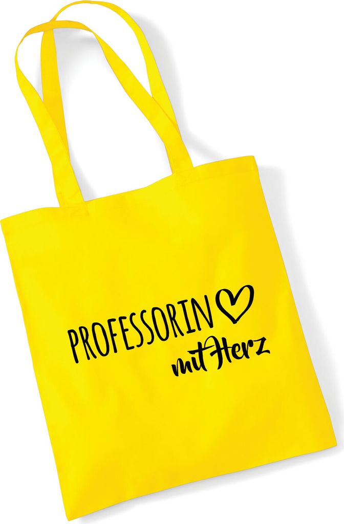 Huuraa Jutebeutel Professorin mit Herz 10 Liter Yellow Produktbild 