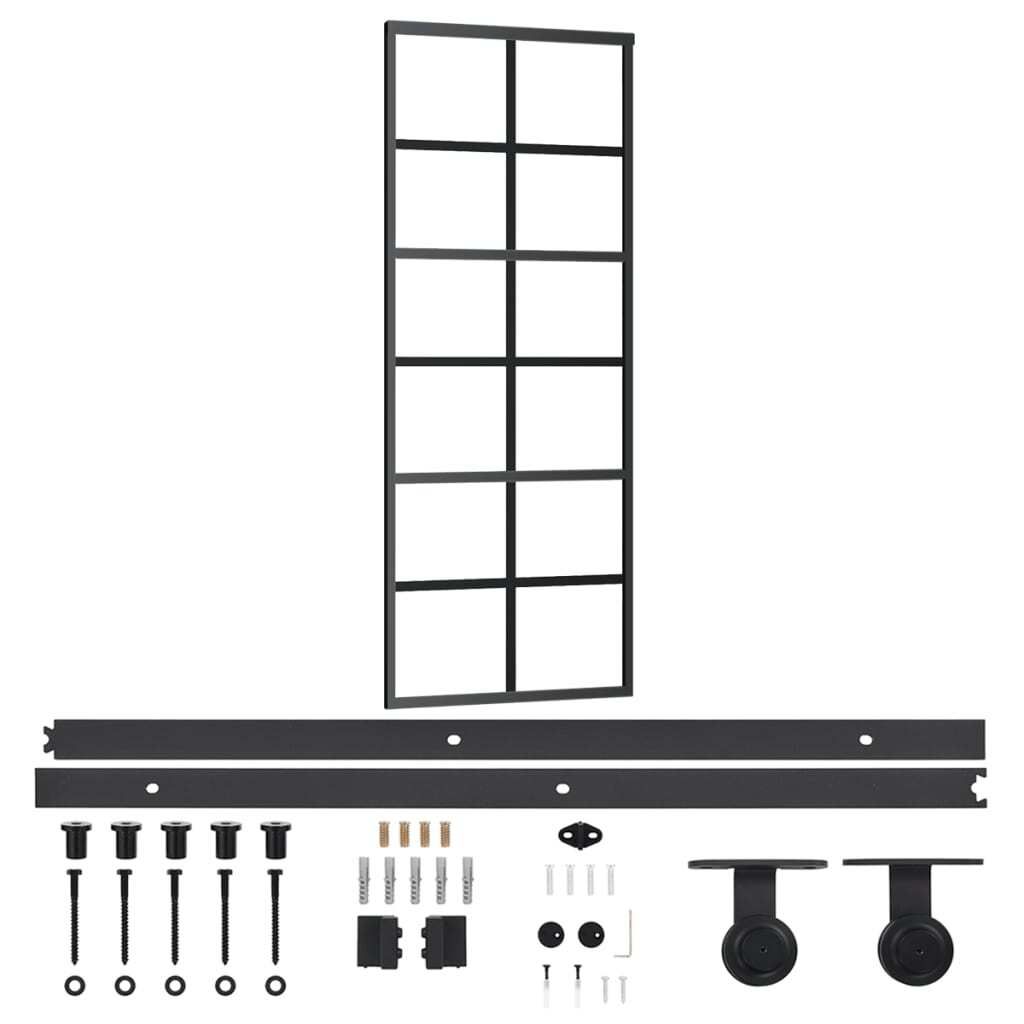 vidaXL Schiebetür mit Beschlag ESG-Glas & Aluminium 76x205 cm