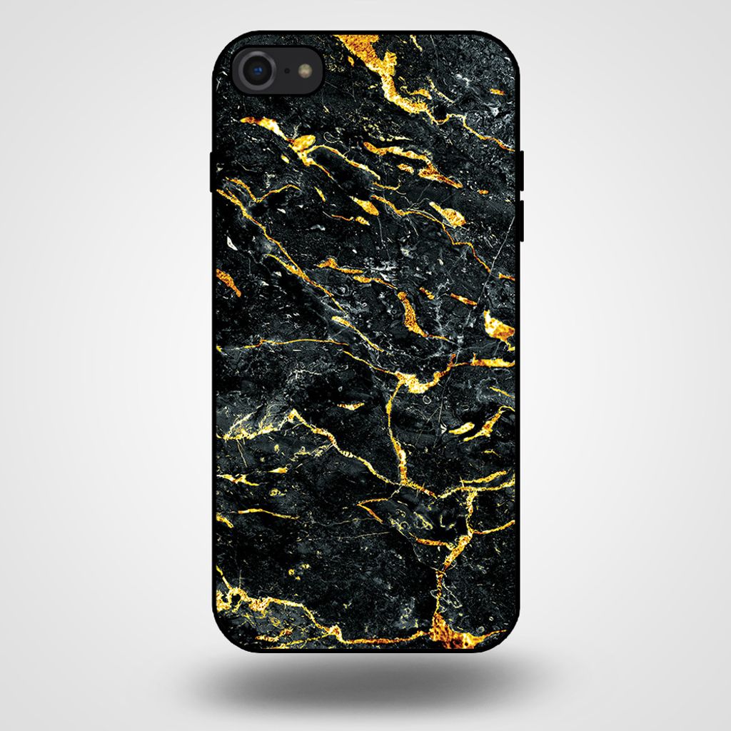 Smartphonica Handyhülle für iPhone SE(2020-2022) mit Marmordruck - TPU-Hülle mit Marmordesign - Gold Schwarz